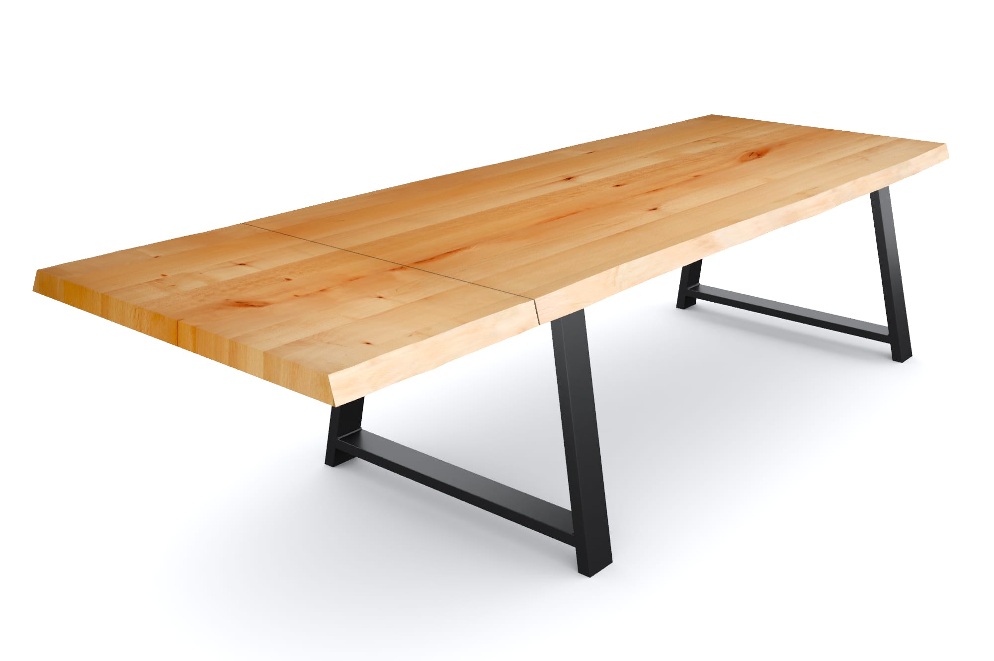 MSV-Holz A-Gestell mit 4 cm Tischverlängerung nach Buche - Maß Rustikal Baumkante Esstisch