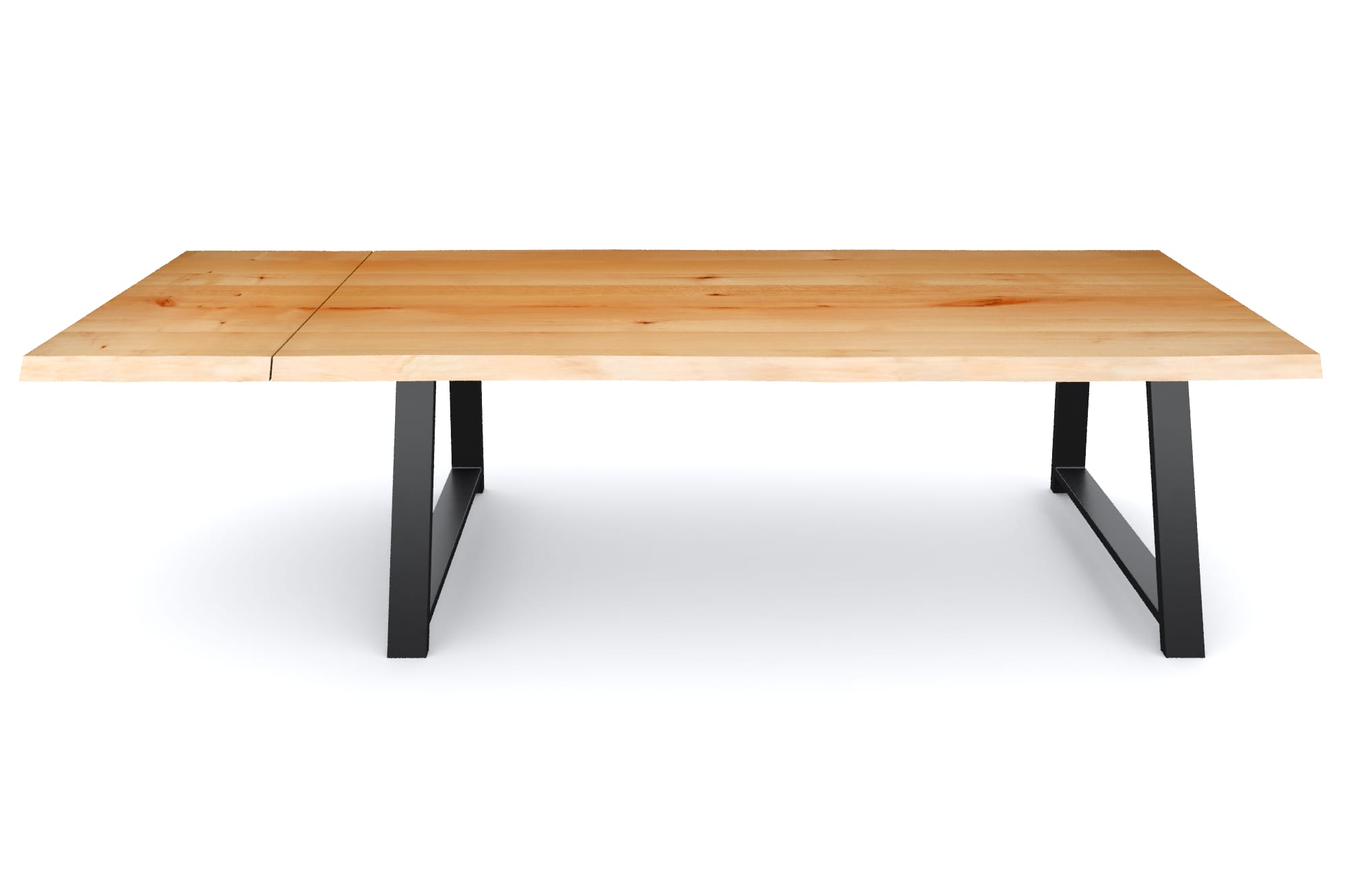 Buche Esstisch 4 cm mit Tischverlängerung nach Maß Rustikal Baumkante  A-Gestell - MSV-Holz